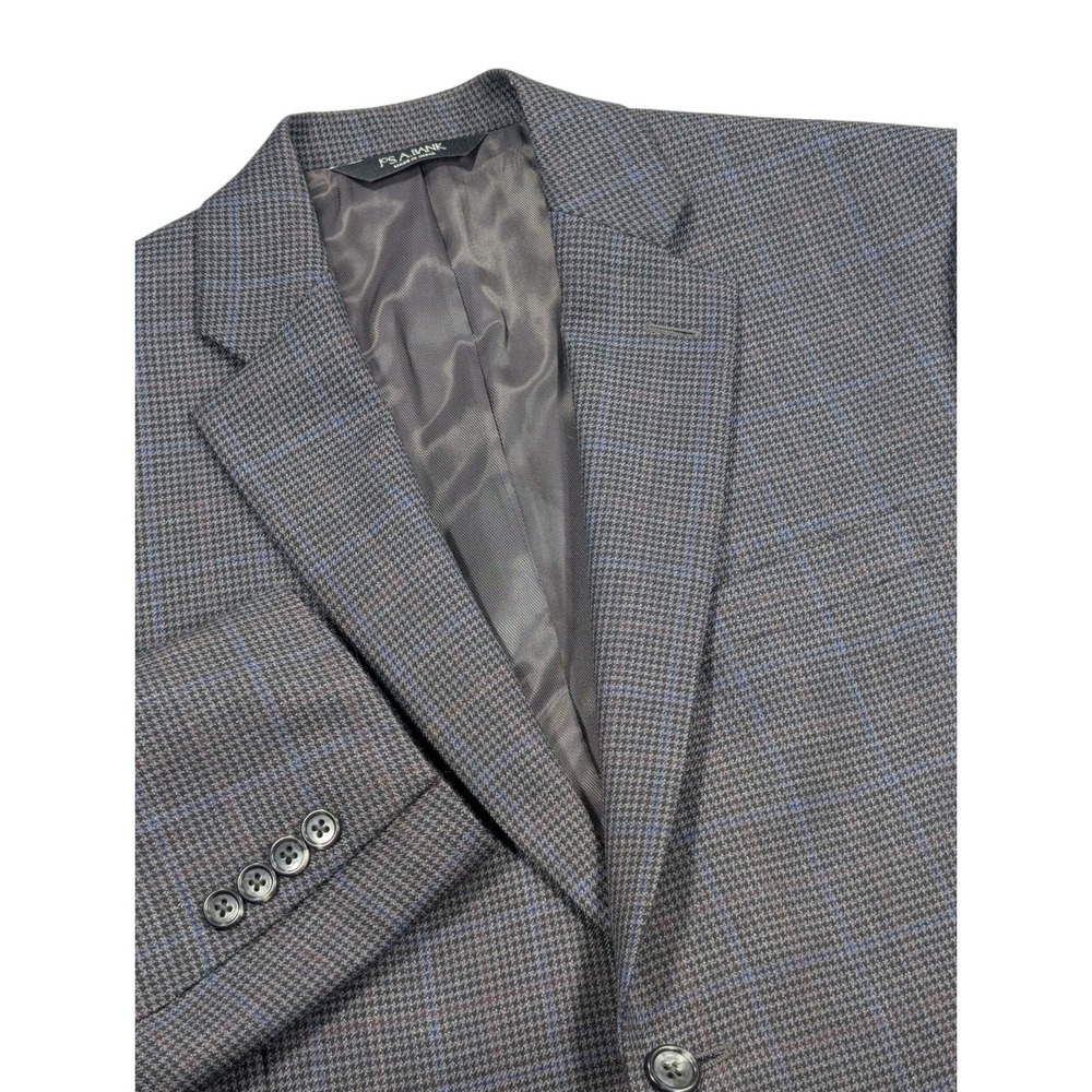 Jos. A. Bank 1905 Sport Coat Blazer Jacket Men's 40S Gray Blue Houndstooth Wool